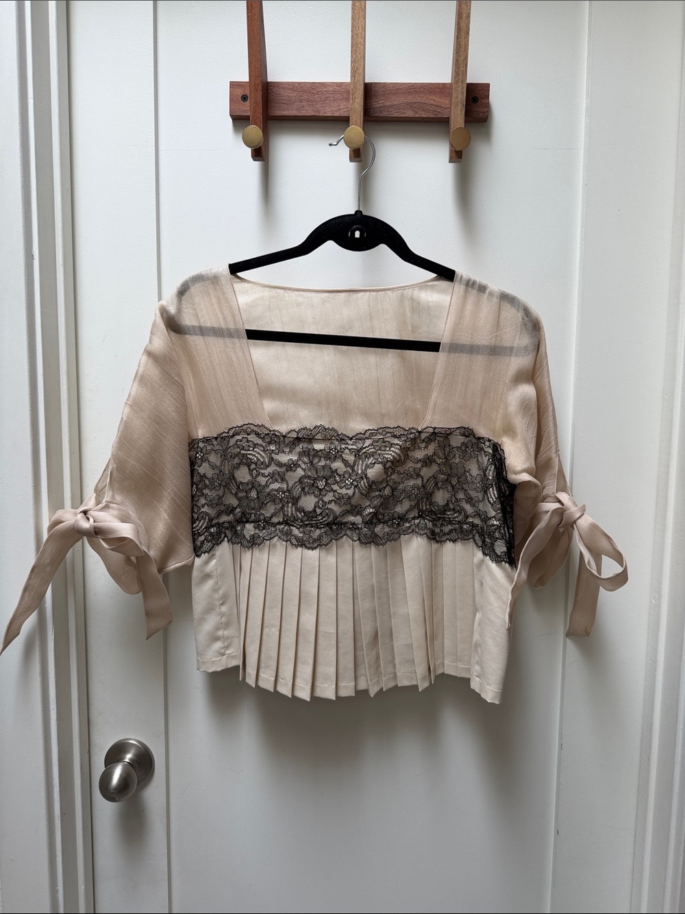 Stella McCartney Beige Top with Black Lace Panel